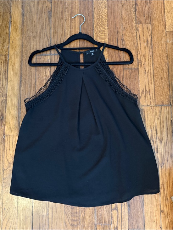 mine Tops - MINE Black Crochet-Trim Halter Camisole